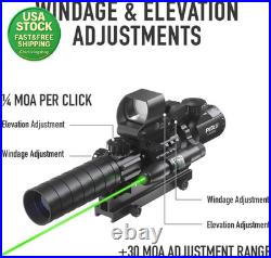 Tactical Rifle Scope Combo 3-9X32 Red Dot Green Laser for Picatinny Rail