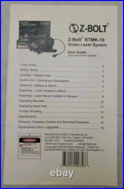 US Military Z Bolt BTG-10G Green Dot Laser with Z-Bolt BTMK-10 Weapon Mount