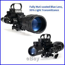 UUQ 4-16x50 AO Rifle Scope With GREEN Laser, Holographic dot sight & Flash Light