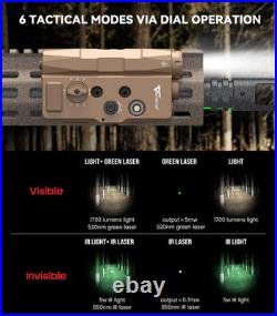 V848 Laser Light Combo, Green/IR Laser 1700LM Flashlight/IR Illuminator