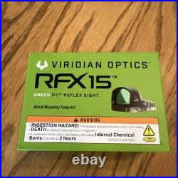 VIRIDIAN RFX15 Green Dot Sight Shield Footprint + Picatinny NIB Model 981-019