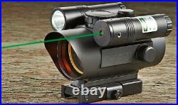 VISM Deluxe Red Dot Reflex Sight with Green Laser & Flashlight Picatinny Mount BLK