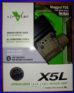 Viridian X5L Gen 2 FDE- Rare Light Green Laser Sight + Tactical Light
