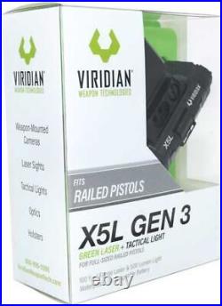 Viridian X5L Gen 3 Rail Mounted Weapon Light 500 Lumen withGreen Laser Sight