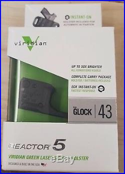 Viridian reactor 5 green laser sight with holster for Glock43 batteries included